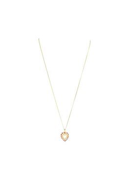 Women's Unbranded Gold Heart Necklace with Ruby Red Stones, One Size